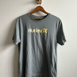 Hurley Gray Tee with Gold Logo